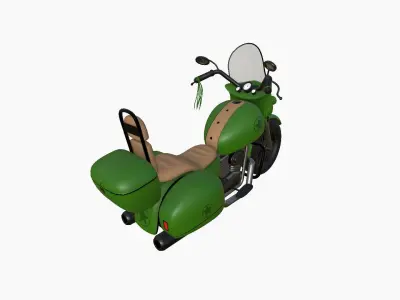 Motorcycle Cartoon B05 Green Army - Custom Vehicle Design Low-poly 3D model