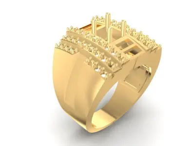 Luxury Square Stone Men Ring Jewelry  587 3D print model