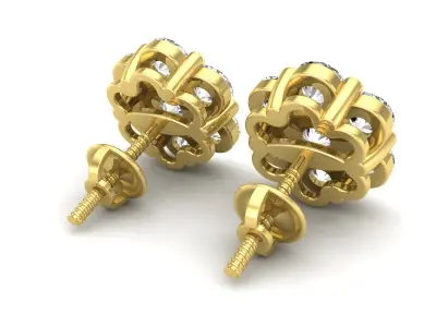 AV 686 Diamond cluster earrings for woman 3D print model