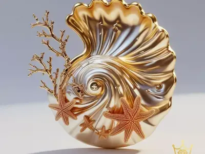 Sea Empress Luxury Ocean Inspired Earring 3D print model