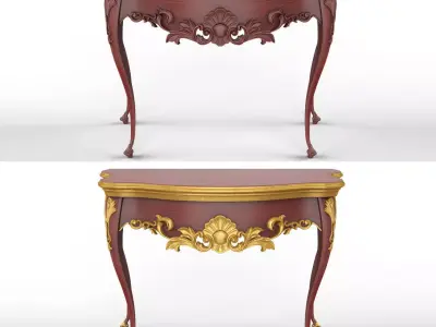 Wooden classic console table 01 02  3D model