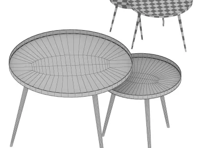 AVRIL - Nest of Tables Blue-Pink-Green- Black 3D model