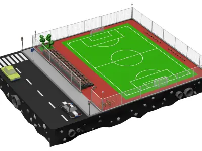 Football Soccer Field Low Poly 3d Model Low-poly 3D model