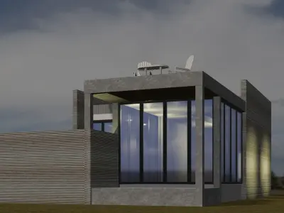 Resort house with 3D-printing wall 3D model