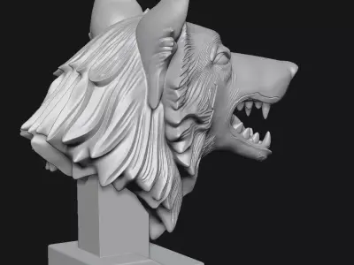 Wolf head sculpture 3D print model purchase
