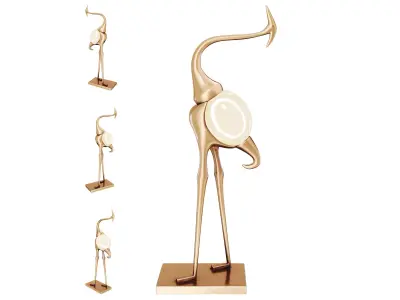 Animal Crane Art Deco Floor Lamp 3D model