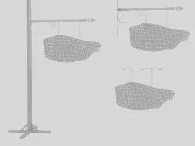 3D old wooden bar sign 02 model Low-poly 3D model