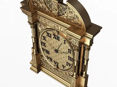 Classic Clock 014 Gold Low-poly 3D model