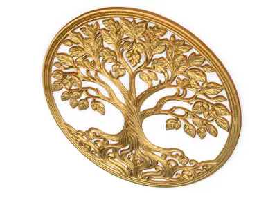 decor set wall panel wall tree relief mural CNC 50 3D model