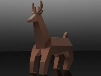 Low Poly Deer wooden Low-poly 3D model
