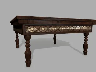 Table coffee with ornate design Low-poly 3D model