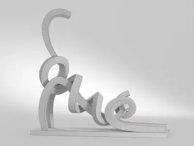 Stretching Siamese Cat 3D model