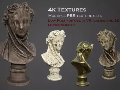 the Veiled Lady bust  Low-poly 3D model