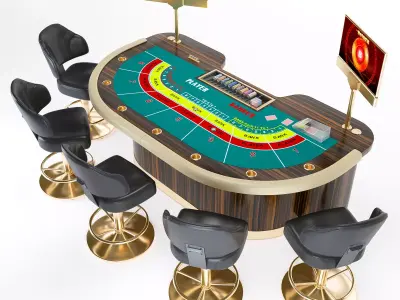 Baccarat Table 3D Model for Casino and Luxury Interior Design Low-poly 3D model