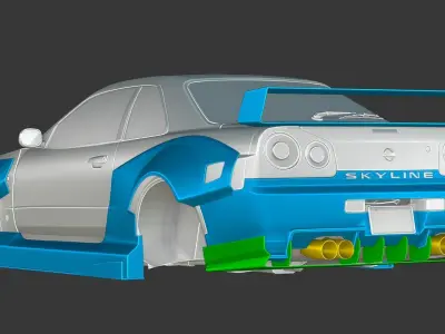 NISSAN R34 BRADBUILDS Low-poly 3D model