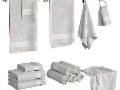 White Towels Set  3D model