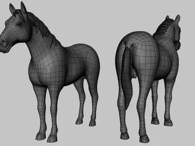 Horse Basemesh Low-poly 3D model