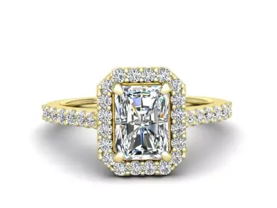 Luxury Engagement Diamond ring radiant 3D print model