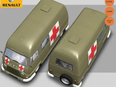 Renault Estafette Military Low-poly 3D model