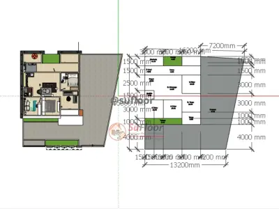 House 13x15m code 412 - Sketchup 3D model