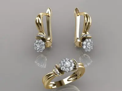 Ring and Earrings 72 3D print model