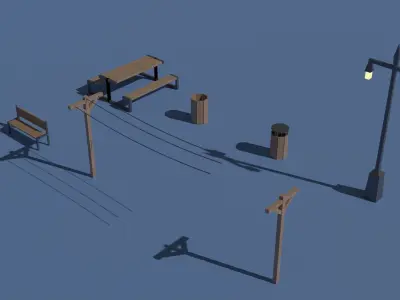 SkatePark Low Poly 48 meshes Free 3D model