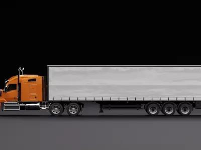 Kenworth 990 Truck Orange 3D model