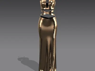 Dress cross strap and skirt  detail metalic gold modern look Low-poly 3D model