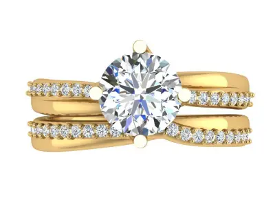 Round shape Trellis twisted ring with Diamonds on both sides 3D print model