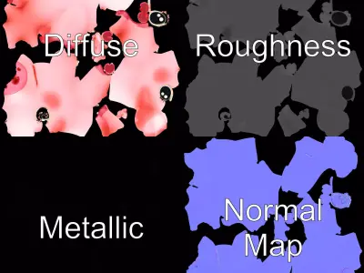 Cute Piggy Character model pack Low-poly 3D model