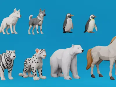 Antarctic animals Lo Polly Low-poly 3D model