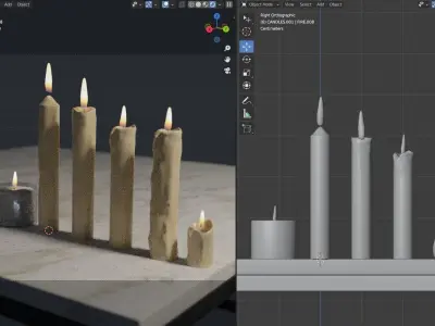 Candles Lowpoly textures Low-poly 3D model