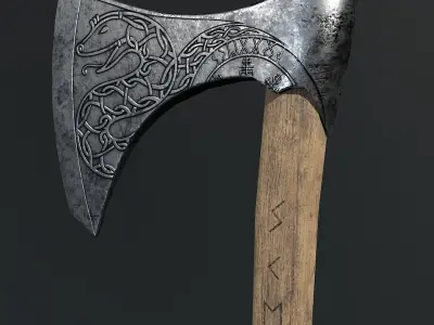 Viking Skeggox Snake Axe Low-poly 3D model