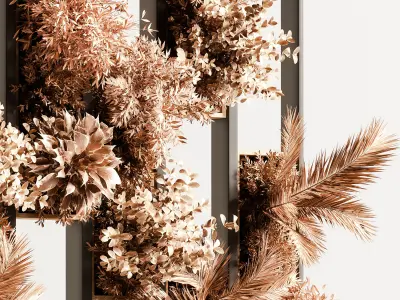 Wooden planks and vertical garden 11 3D model