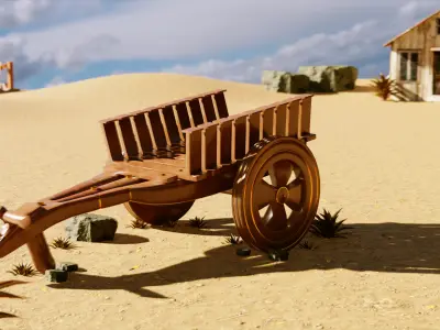 Bull Cart 3D Model Low-poly 3D model