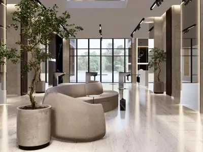 Modern hotel lobby   sketchup design 3D model