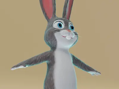 Bunny 3D Model cartoon Low-poly 3D model