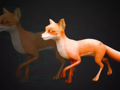 Fox Family Pack - Stylized Animated Game-Ready Characters Low-poly 3D model