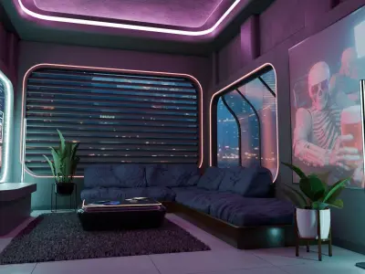 Cyberpunk Room Low-poly 3D model
