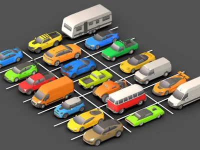 Low- Poly Cars Pack  Low-poly 3D model