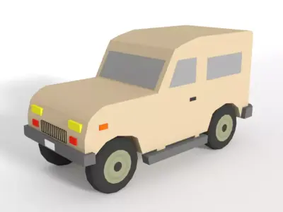Low Poly Cartoon Jeep Car Low-poly 3D model