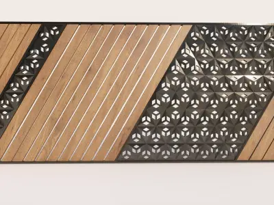Panel wood and metal grate Free 3D model