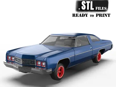 Chevy Impala 2 door two vers of Donk and Lowride wheels 3D print model