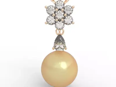 Luxury Flower Cluster Pearl Drop Pendant 3D print model