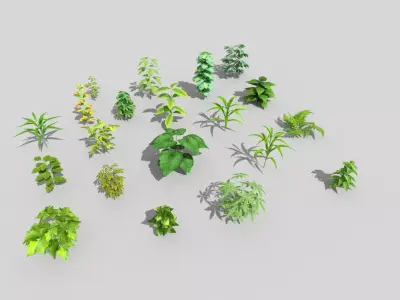 20 low poly grounds plant pack Low-poly 3D model