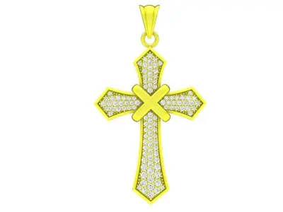 A6835 Luxury Diamond Cross Pendant 3D print model