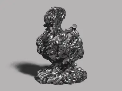 Modern Abstract robotic sculpture 3d print model 166 3D print model