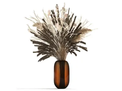 Set of bouquets of dried flowers pampas grass hydrangea 281 3D model