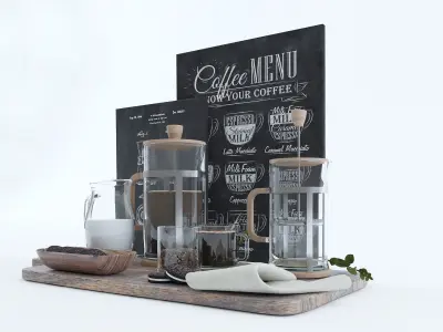 French Press and Coffee Set 3D model