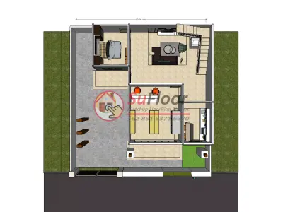 House 10x10m code 548 - Sketchup 3D model 3D model 3D model